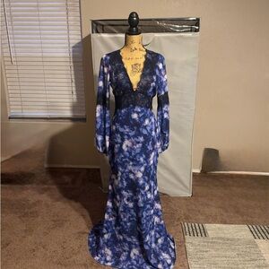 Elegant Blue Floral Dress